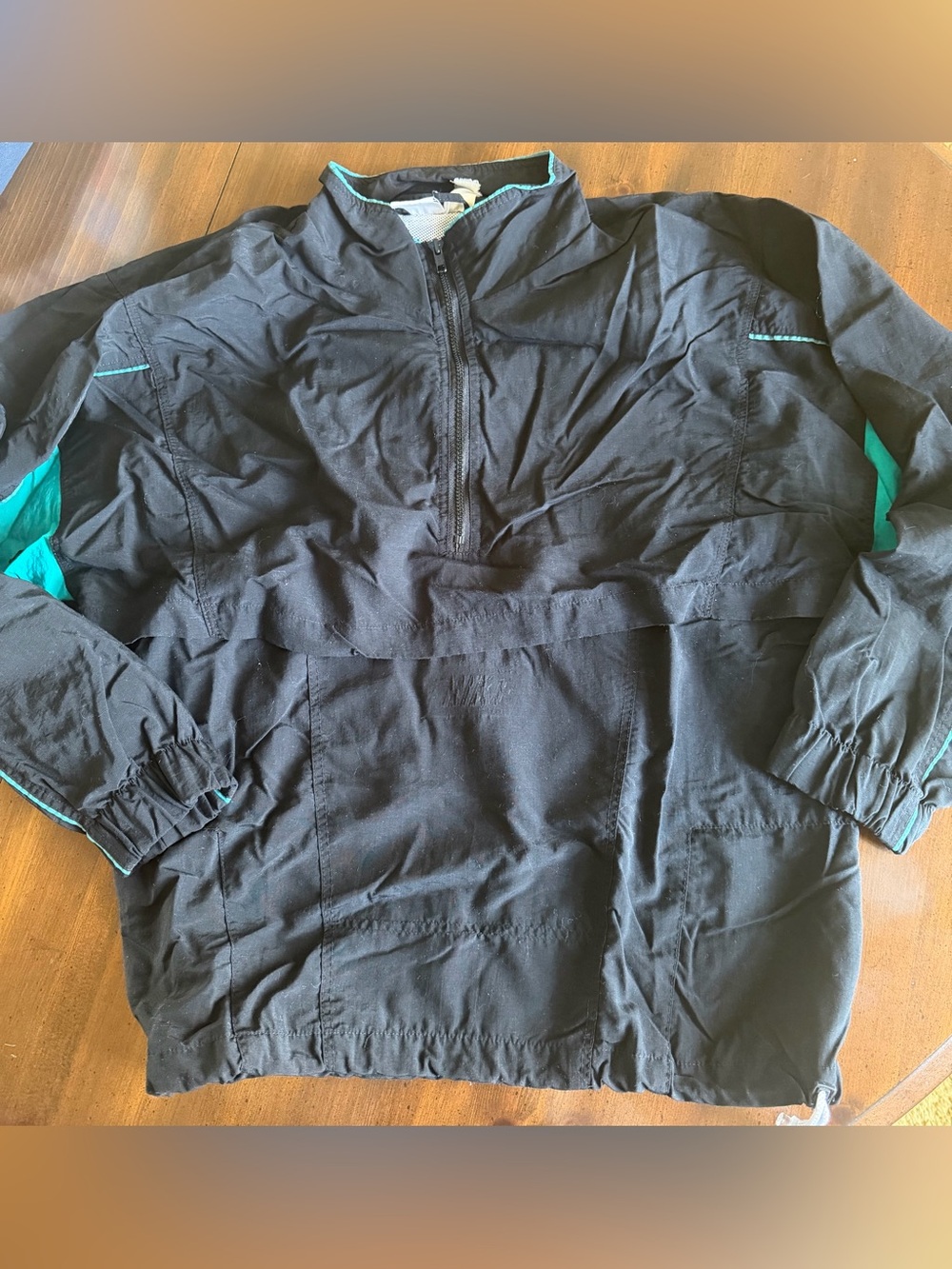 Vintage Nike Black Windbreaker Pullover with Teal Accents